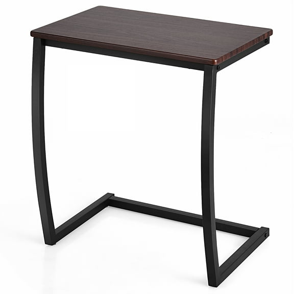 Costway Sofa Side End Table C-shaped Coffee Tray Laptop Snack Stand with Steel Frame