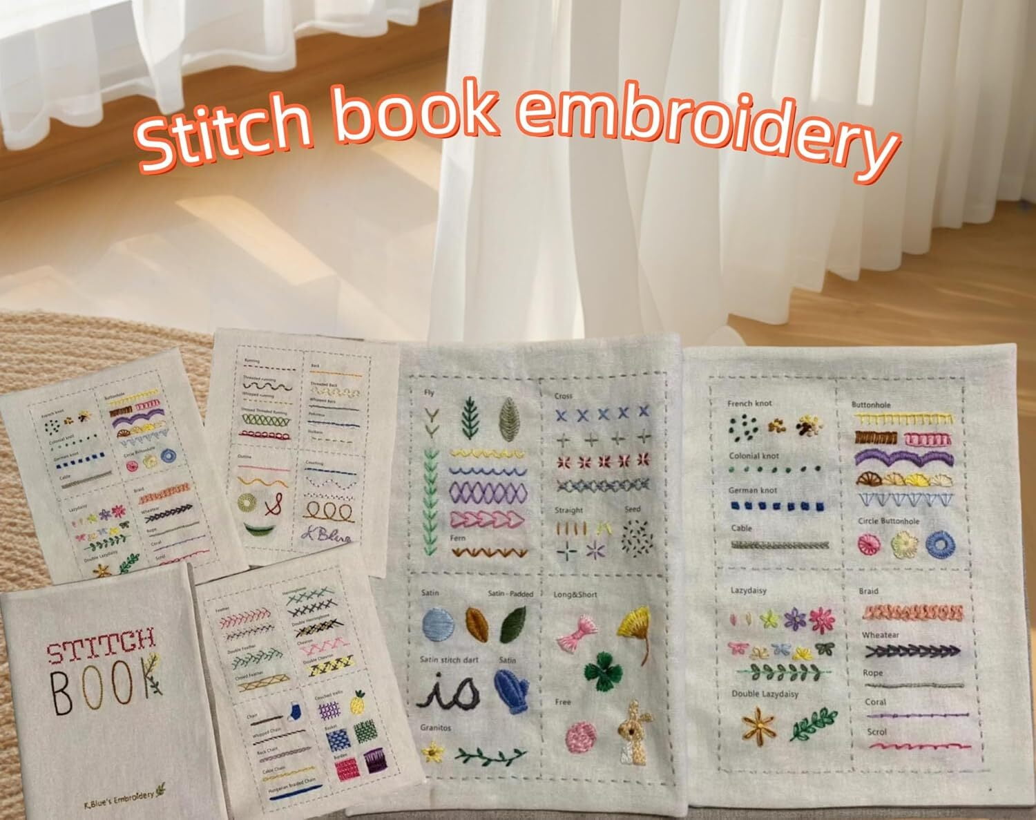 DIY Embroidery Stitch Book Kit, Portable All Scenario Embroidery Stitch Book & Sewing Kit, Embroidery Practice Book for DIY and Sew Enthusiast