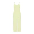 thumbnail image 3 of QATAINLAV Vacation Sale Jumpsuits for Women Loose Sleeveless Spaghetti Strap Romper Ribbed Knit Wide Leg Overalls Solid Color One Piece Jumper Pants with Pockets Khaki XL, 3 of 7