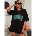 thumbnail image 5 of Camiseta con estampado de BROOKLYN para hombre y mujer, moda de verano, camisetas informales europeas y americanas para mujer, camiseta de gran tamaño, 5 of 5