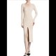 thumbnail image 1 of Vestido Tipo Suéter con Cuello en V, Abertura Frontal y Botones Acanalados para Mujer Crema M, 1 of 7