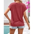 thumbnail image 3 of Merokeety Womens Summer V Neck Lace Pleated Blouses Tunic Tops Watermelon l, 3 of 6
