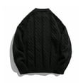 thumbnail image 4 of Men's Cable Knit Crew Neck Sweater, Long Sleeve Drop Shoulder Solid Color Pullover, Fall Winter Loose Fit Casual Streetwear Top Black S, 4 of 6