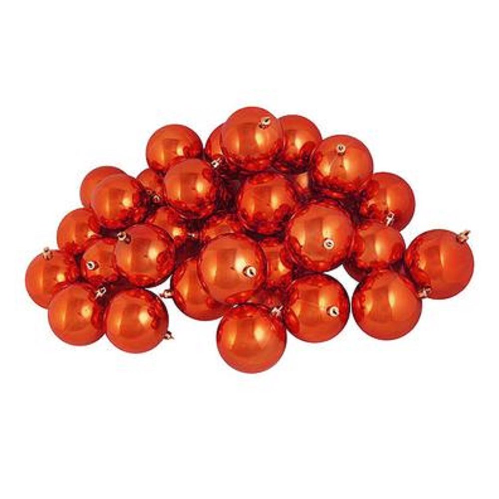 32ct Shatterproof Shiny Burnt Orange Christmas Ball Ornaments 3.25