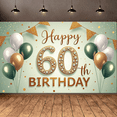 thumbnail image 5 of Golden Glitter Happy 60th Birthday Banner Decorated 60th Birthday Display Balloon Design Green White Gold Birthday Party Backdrop for 60th Birthday Party Adult Birthday Celebration Indoor Decoration, 5 of 9