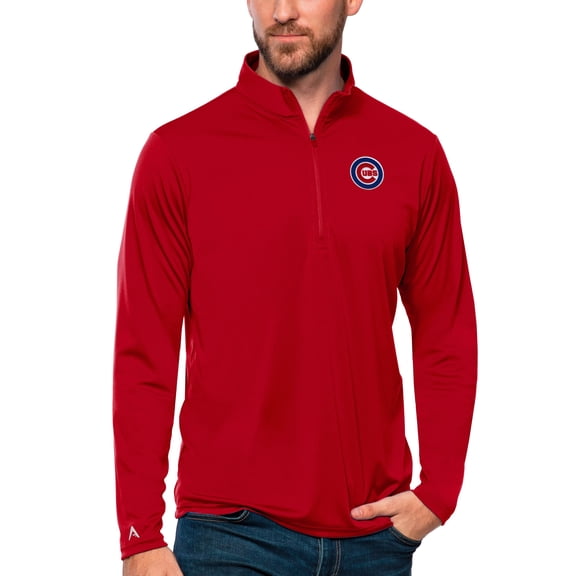 Men's Antigua Red Chicago Cubs Tribute Quarter-Zip Pullover Top