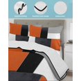 thumbnail image 4 of Burnt Orange Black Grey Twin XL Size Down Alternative Comforter,Lightweight Comforter Quilt Bedding Set with Pillow Shams Geometric Modernism Color Block Bed Comforter Duvet Insert 68"x98", 4 of 7