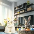 thumbnail image 6 of Rabbit Family Resin Statue with Vintage White Finish - Adorable Easter Decor for Home Display, Heartwarming Family Themed Ornament for Tabletop Decoration, 6 of 9