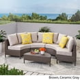 thumbnail image 3 of Noble House Newton 5 Piece Outdoor Wicker Sectional Sofa Set in Brown, 3 of 29