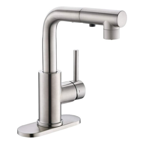 CREA Black Kitchen Faucet with Pull Out Sprayer, Pot Filler Faucet RV Prep Sink Outdoor Faucet Wet Bar Faucet, Single Handle Bar Sink Faucet with Deck