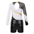 thumbnail image 4 of YiZYiF Kids Girls Tumble Long Sleeve Patchwork Gymnastics Leotard with Shorts 2-piece Dance Sports Outfit White 8, 4 of 7