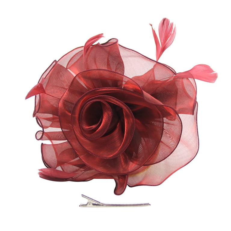 Red Floral Rose Fascinator Headband Kentucky Derby Ready Tea Garden Church Hat Red Floral Rose Fascinator Headband Kentucky Derby Ready Tea  main image 3