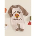 thumbnail image 3 of Nygoyerh Newborn Baby Boys Thanksgiving Romper 3M 6M 12M Turkey Print Playsuit Long Sleeve Crew Neck Jumpsuits Casual Bodysuits Infant Clothing, 3 of 8