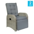 thumbnail image 6 of Emma + Oliver Aritzo Set of 2 Gray Wicker Rattan Patio Recliner Lounge Chairs with Side Flip-Up Tables for Indoor/Outdoor Use, 6 of 16