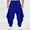 Blue, variant on WIZUTIZ Mens Hip Harem Pants Baggy Elastic Waist Drawstring Hippie Trousers Comfy Cotton Linen Plus Size Casual Pant