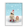 thumbnail image 5 of Stupell Industries Penguin Christmas Present Sled Holiday Photography White Framed Art Print Wall Art, 5 of 5