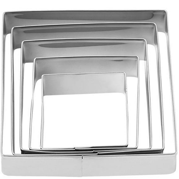 HLONK 5Pcs Metal Biscuit Molds Square Cookie Cutters Restaurant Cookie Cutter Square Biscuit Cutters