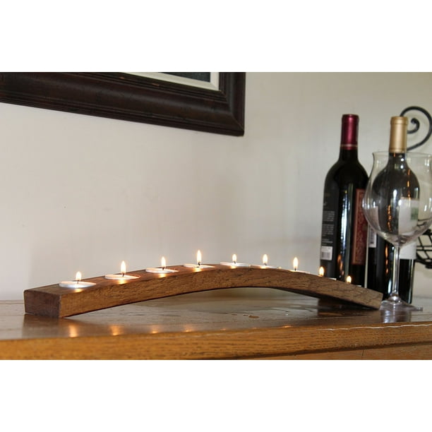 Wine Barrel 9 Candle Holder Made From Recycled Oak Wine Barrel Stave