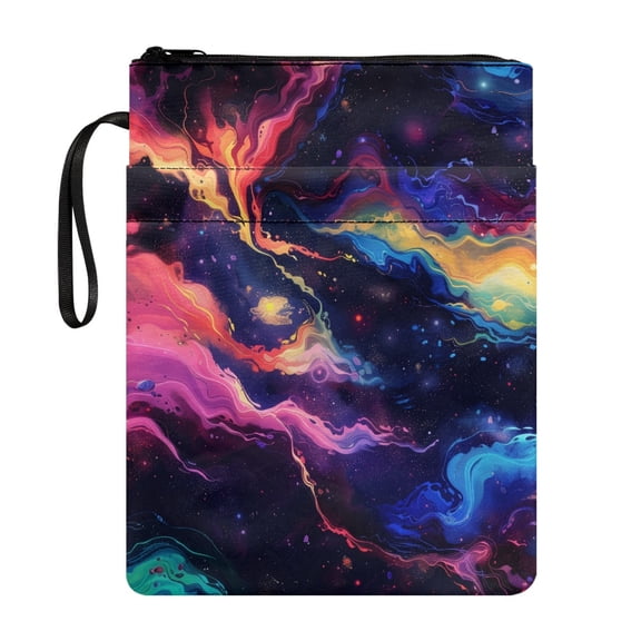 HELLHERO Fluid Art Patterns Book Lovers Gift Polyester Fabric Book Cover for Reader 11.4 X 8.66 Inch for Hardcover Notebook Bible Journal Handle