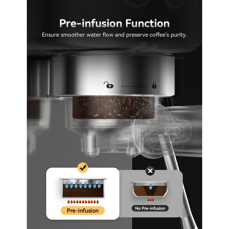 Neretva, 20 Bar Espresso Machine, Compact Stainless Steel, LED