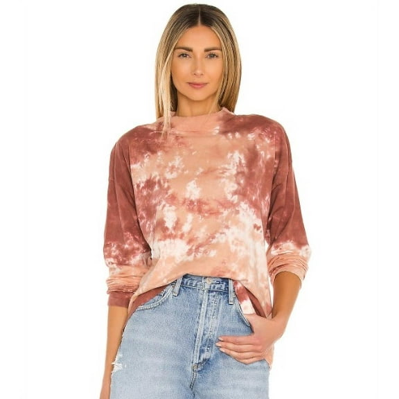 Free People Women's Long Sleeve Be Free Tie Dye Tee Shirt Top Orange XS. $78 NWT