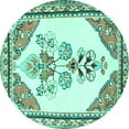 thumbnail image 1 of Ahgly Company Machine Washable Indoor Round Animal Turquoise Blue Traditional Area Rugs, 5' Round, 1 of 4