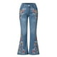 thumbnail image 4 of Pantalones vaqueros acampanados con bordado destoryed para mujer, pantalones vaqueros con botones en la cintura y campana inferior Fridja hfkajh103298, 4 of 9
