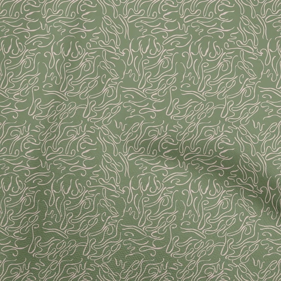 oneOone Polyester Spandex Olive Green Fabric Abstract Line Dress Material Fabric Print Fabric By The Yard 56 Inch Wide