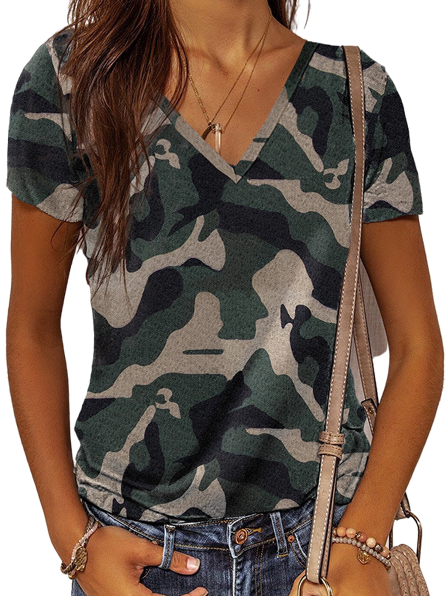 MAWCLOS Leopard Printed T-shirt Dailywear Blouse Camouflage Print Fashion Tee T Shirt - Walmart.com