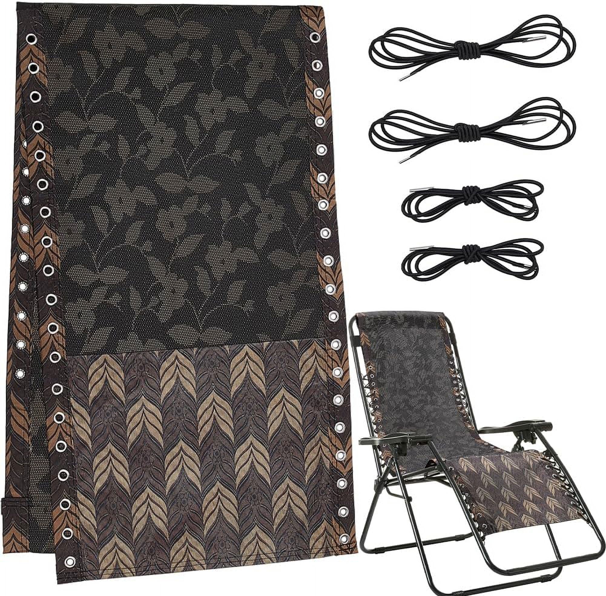 Zero Gravity Chair Replacement Fabric Antigravity Folding Lounge Chair Cloth Part with 4PCS Patio Recliner Repair Elastic Lace Cords for Garden Lawn Bungee Chair Outdoor Sun Loungers Black