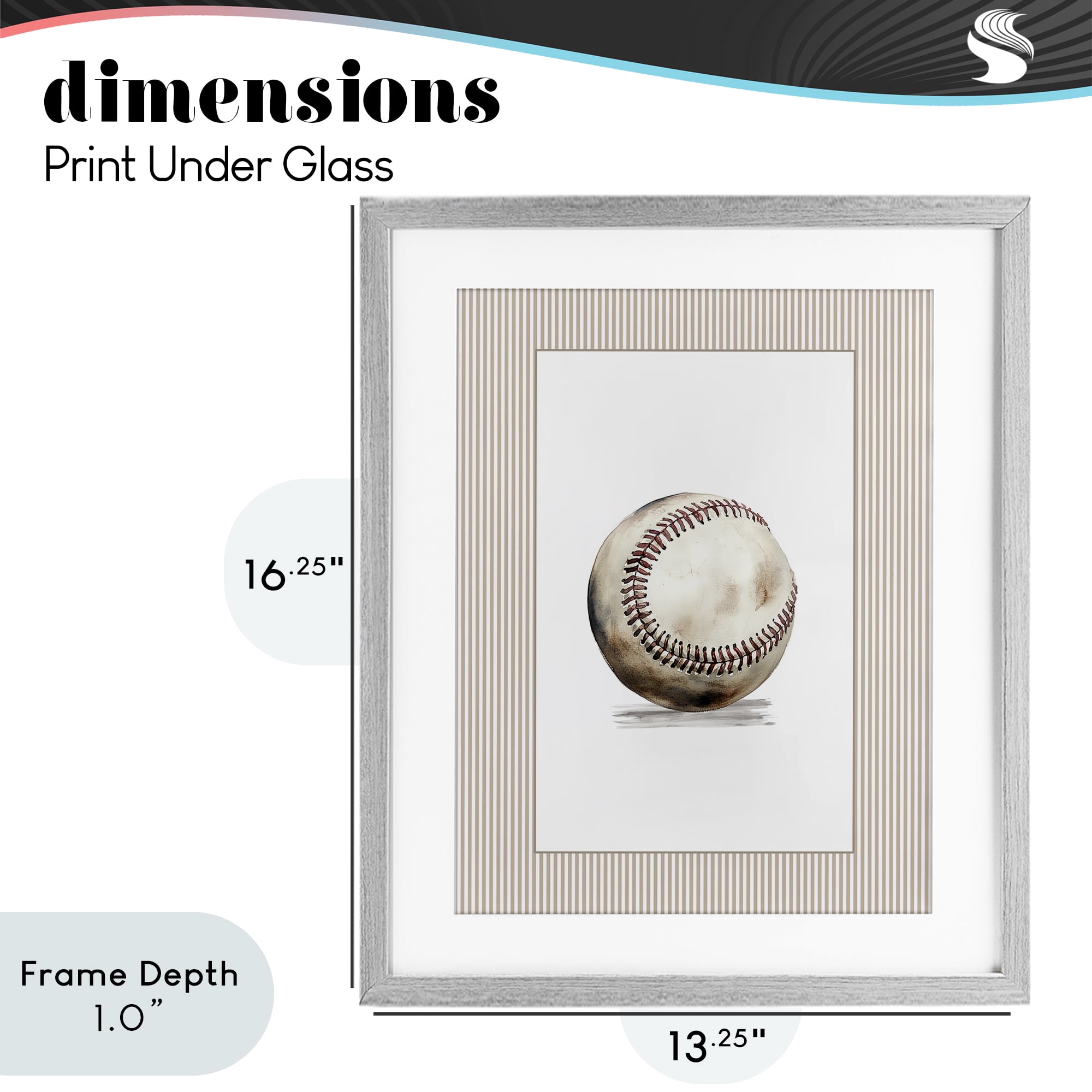 Stupell Industries Vintage Sports Baseball Gray Framed Print Under Glass, design by Christine Simpson Art