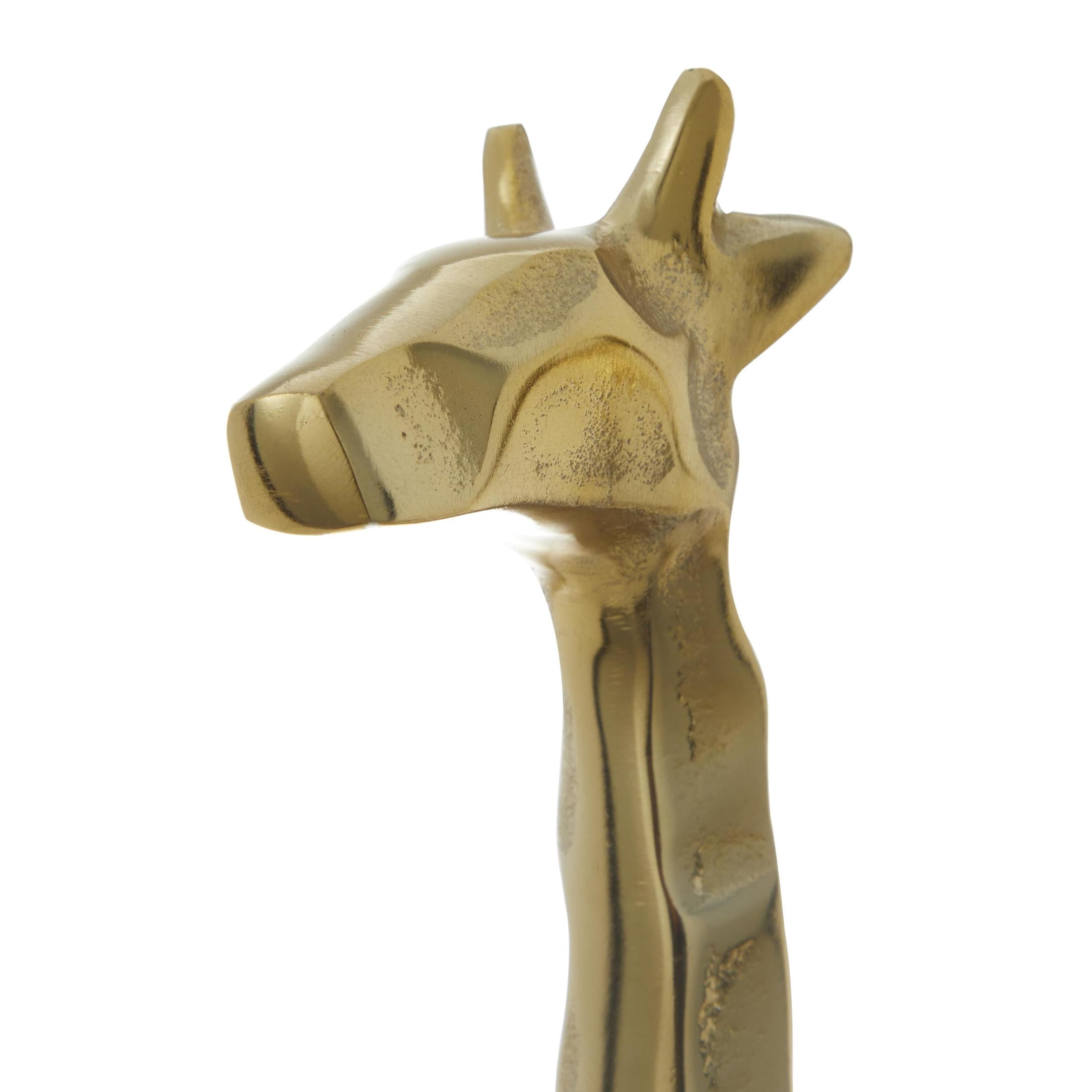 27", 24"H Gold Aluminum Metal Giraffe Sculpture, by DecMode (2 Count)