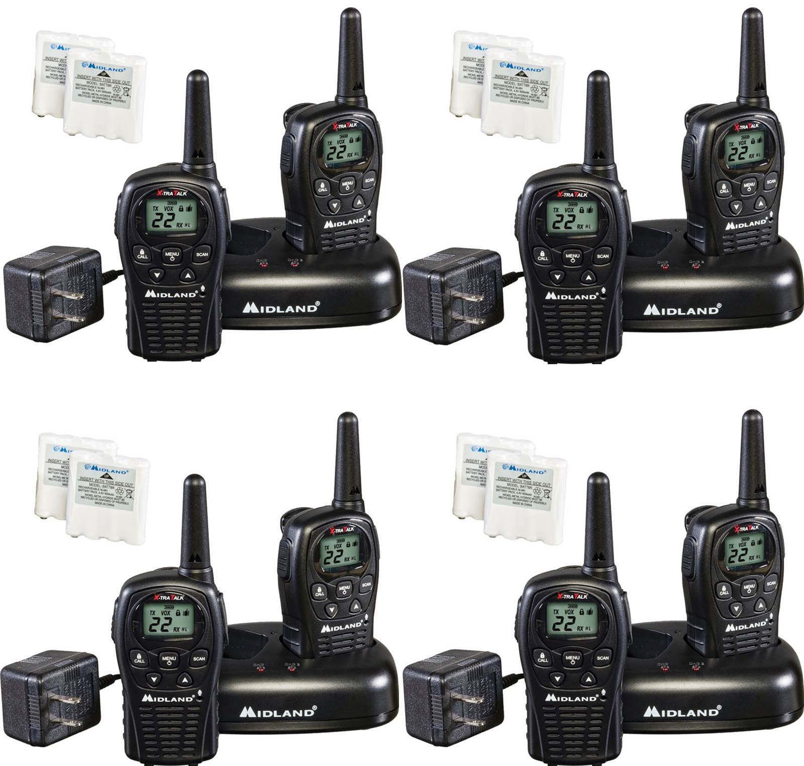 PACK Handheld Way Radio Midland LXT500VP3 Xtra Talk Rechargeable Walkie  Talkie 24 Mile 22 Channel GMRS
