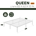thumbnail image 5 of Einfach Queen Bed Frame, 12'' Metal Platform Bed with Ample Under-Bed Storage Space, Heavy Duty, No Box Spring Needed, White, 5 of 11
