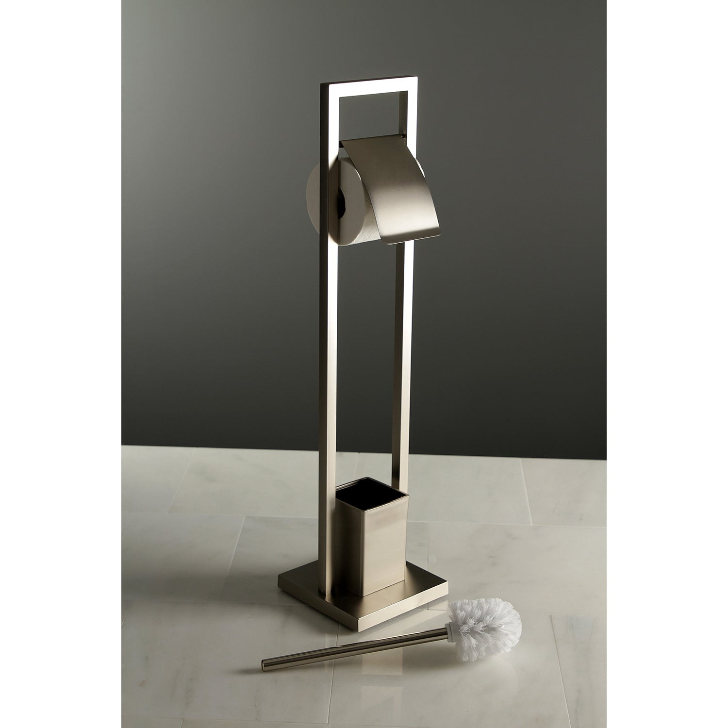 Kingston Brass SCC8341 Pedestal Toilet Paper Holder with Toilet Brush Holder, Polished Chrome
