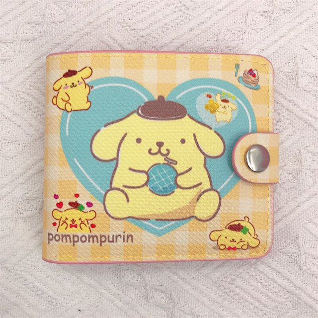 Sanrio-cartera de cuero sintético con broche para mujer, monedero de Hello Kitty, Cinnamoroll, My Melody, Kuromi, para chicas