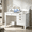 White, variant on Catrimown Computer Desk, 47.5 in Wood Home Office Desk with Hutch and 4 Drawers, Monitor Stand, Espresso Brown