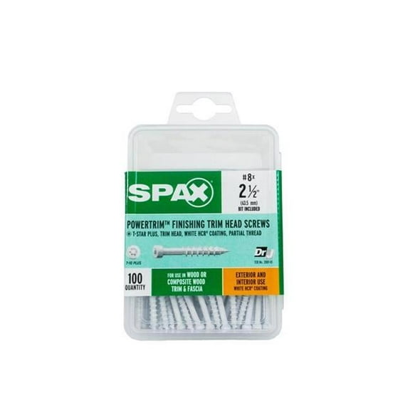 Spax 5042534 Power Trim No. 8 Label x 2.5 in. Star Trim Head Trim Screws, White- 0.8 lbs - Pack of 100