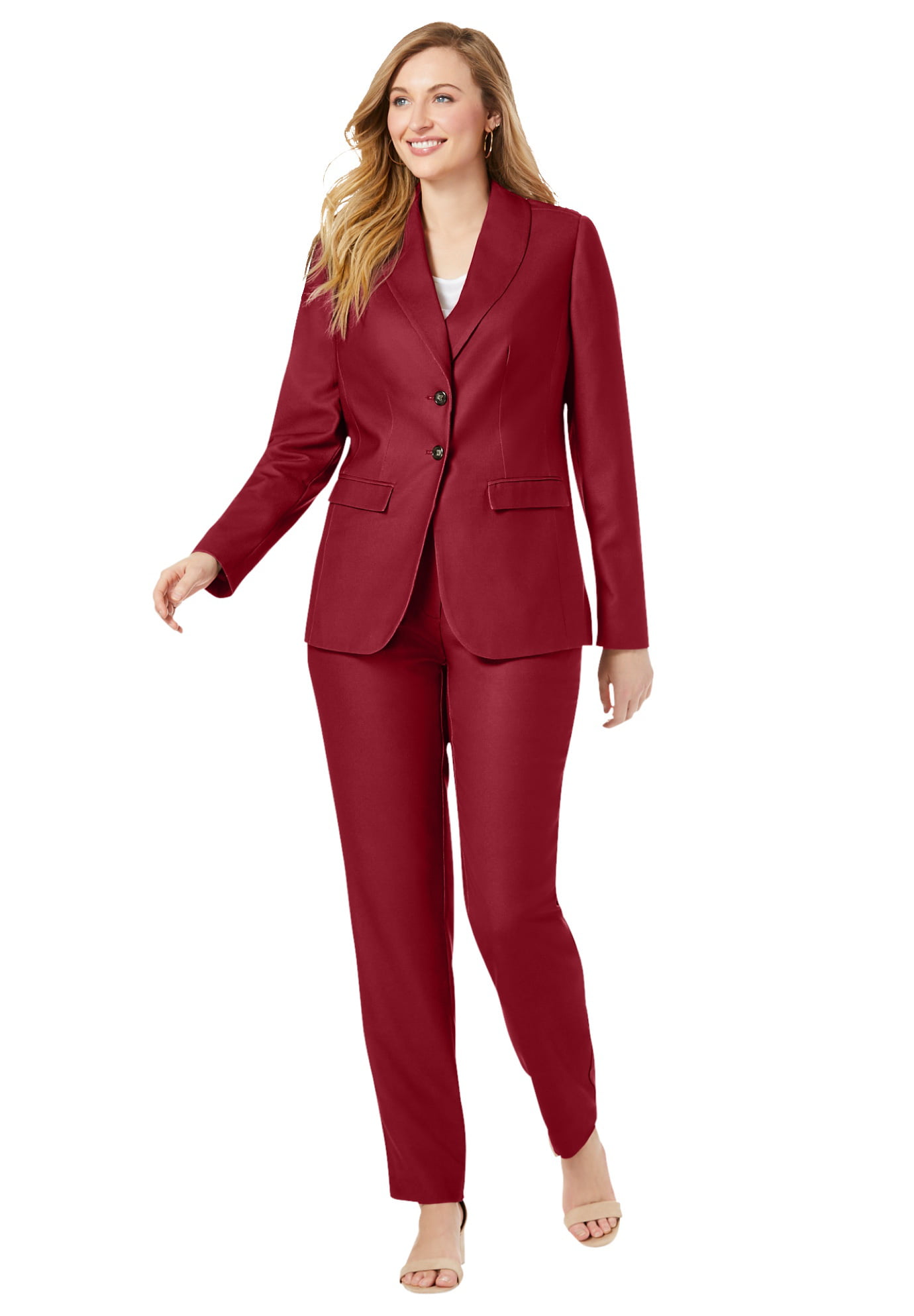 Jessica London Womens Plus Size Petite Single Breasted Pant Suit 