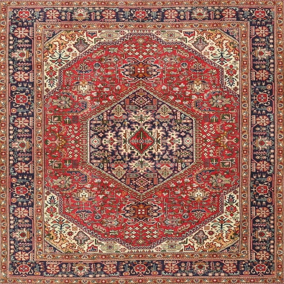 Ahgly Company Indoor Square Traditional Light Copper Gold Medallion Area Rugs, 5' Square
