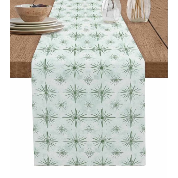 Hokiten Table Runners 48 Inches Long Dress Scarves, Sage Green Geometric Farmhouse Kitchen/Dining Table Runner, Short Coffee Tablerunners, Modernism Abstract 13x48 Inch