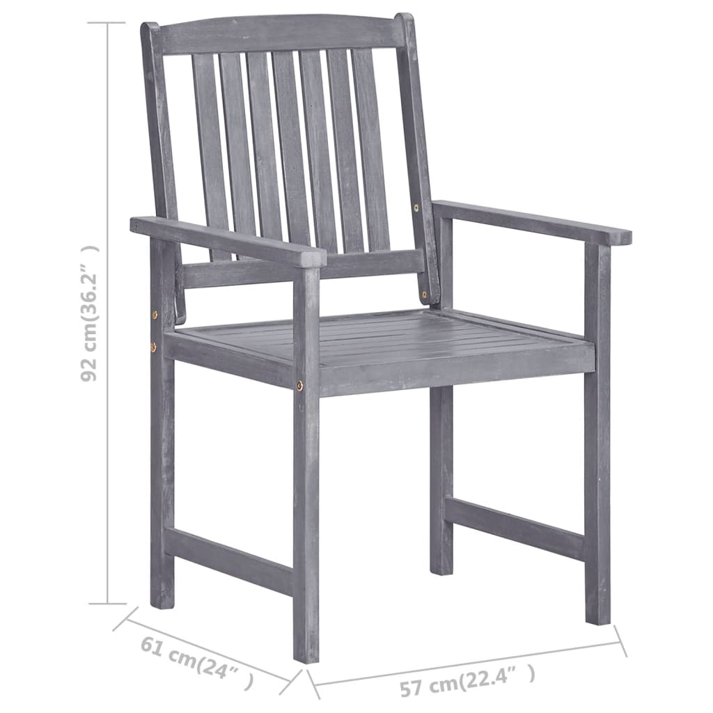 vidaXL Patio Chairs Outdoor Dining Chair for Deck Garden Solid Wood Acacia - image 3 of 16