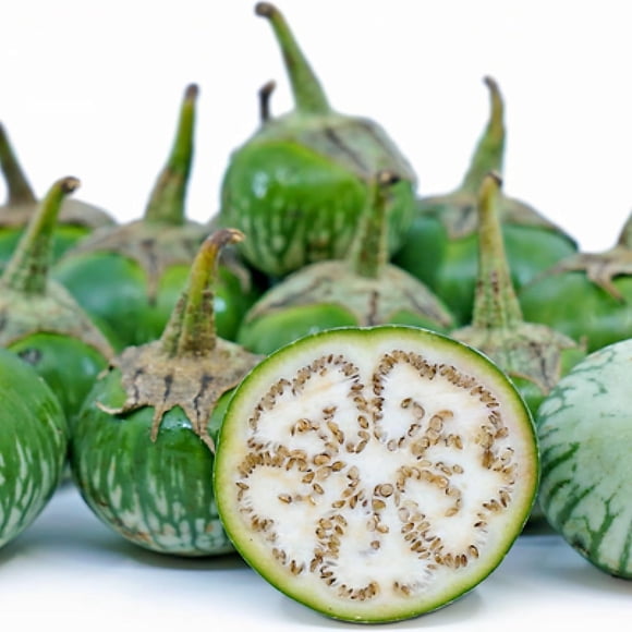 HIGHGW Graines d'Aubergine Vertes Rondes Thaïlandaises Petch Siam (40 Graines) Héritage non-OGM Aubergine Asiatique pour la Plantation Convient aux Contenants et aux Jardins