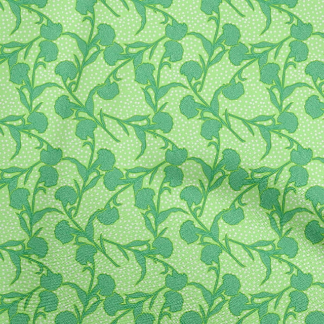 oneOone Velvet Light Green Fabric Floral Botanical Sewing Material Print Fabric By The Yard 58 Inch Wide