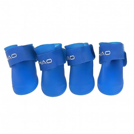GASTROPOD 4Pcs Dog Shoes PVC Material Dog Boots for Winter Non-Slip Waterproof Dog Boots 4.3x3.3cm Blue