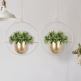 thumbnail image 4 of Colgador de plantas geométrico de metal con macetas (2 piezas redondas doradas), 4 of 7