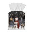 thumbnail image 2 of POLERO Decorative Tissue Box Cover Square with Winter Snowman Tissue Box Holder Waterproof PU Leather Modern Facial Organizer for Bathroom/Car/Office Home Decor, 2 of 7