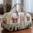 thumbnail image 3 of Vintage Patchwork Print Travel Duffel Bag Large Capacity Weekender Tote Shoulder Bag with Adjustable Strap, 3 of 8