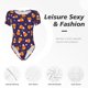 thumbnail image 4 of Balery Candy Corn (2) Body de cuello redondo de manga corta para mujer Tops de manga corta Tops básicos-Small, 4 of 7
