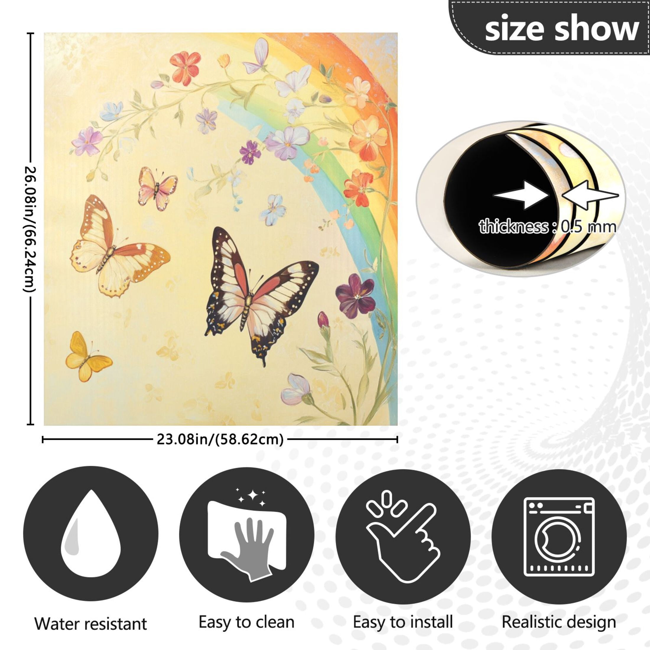 Dishwasher Magnetic Sticker 23x26 Inch Refrigerator Magnetic Sticker Washing Machine Magnetic Sticker Kitchen Panel Magnetic Sticker Home Decor Beautiful Pale Yellow Butterfly